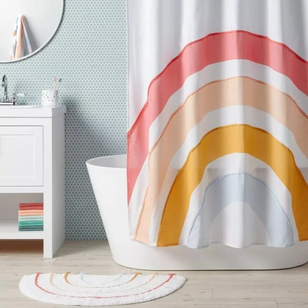 Pillowfort Kids' Shower Curtain Rainbow 72in x 72in